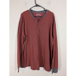 Eddie‎ Bauer Men Henley Long Sleeve Knit Thermal Shirt Red Sz XL Casual Outdoor